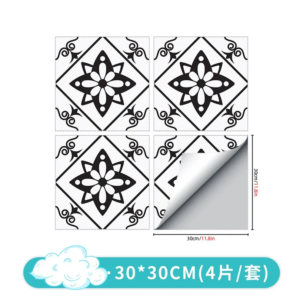 

Black and White Pattern Self-adhesive Waterproof Resistance Oil Wallpaper Kitchen Bathroom Refurbished Film Home Decor Sticker