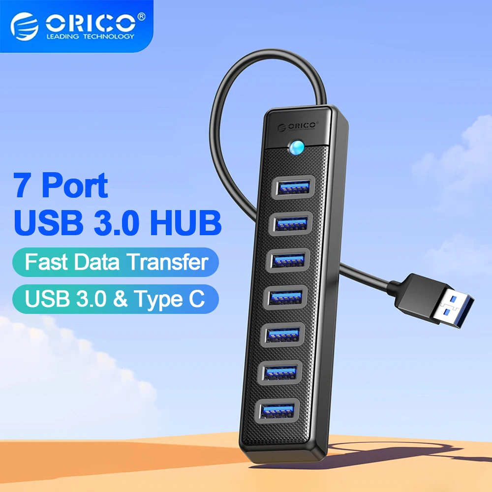 USB-Концентратор ORICO на 7 портов, 5 Гбит/с, USB 3,0