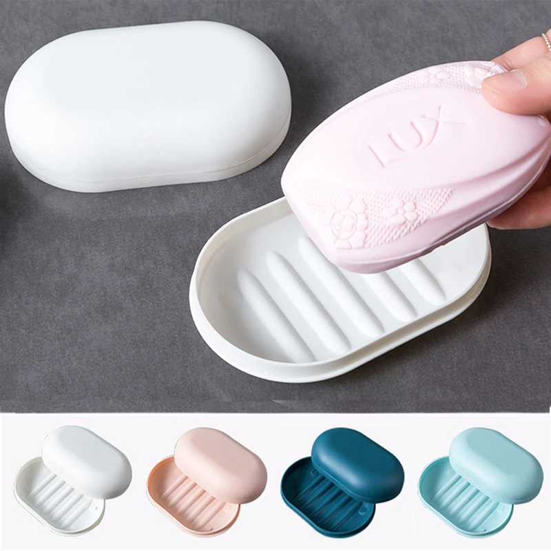 

Oval Soap Box Bathroom Supplies Solid Color Sealed Soap Box Portable Sealed Leak Proof Candy Colored Durable Soap Box