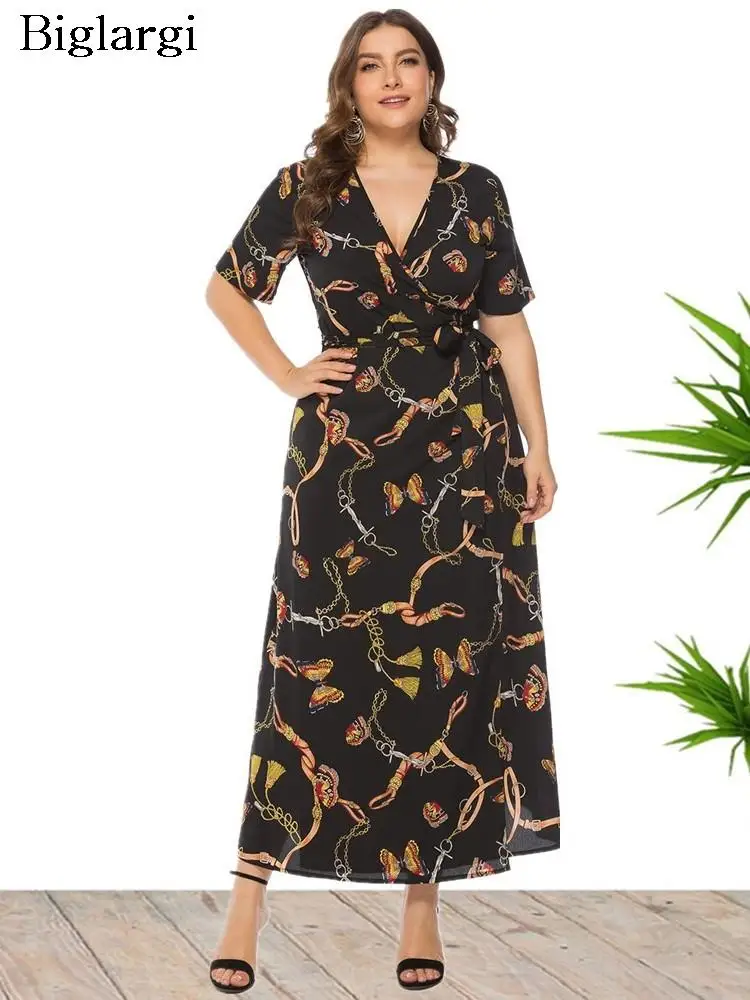 

Plus Size Floral Summer Long Dress Women Print Bohemian Style Ladies Dresses Modis Loose Casual Woman Dress 2023