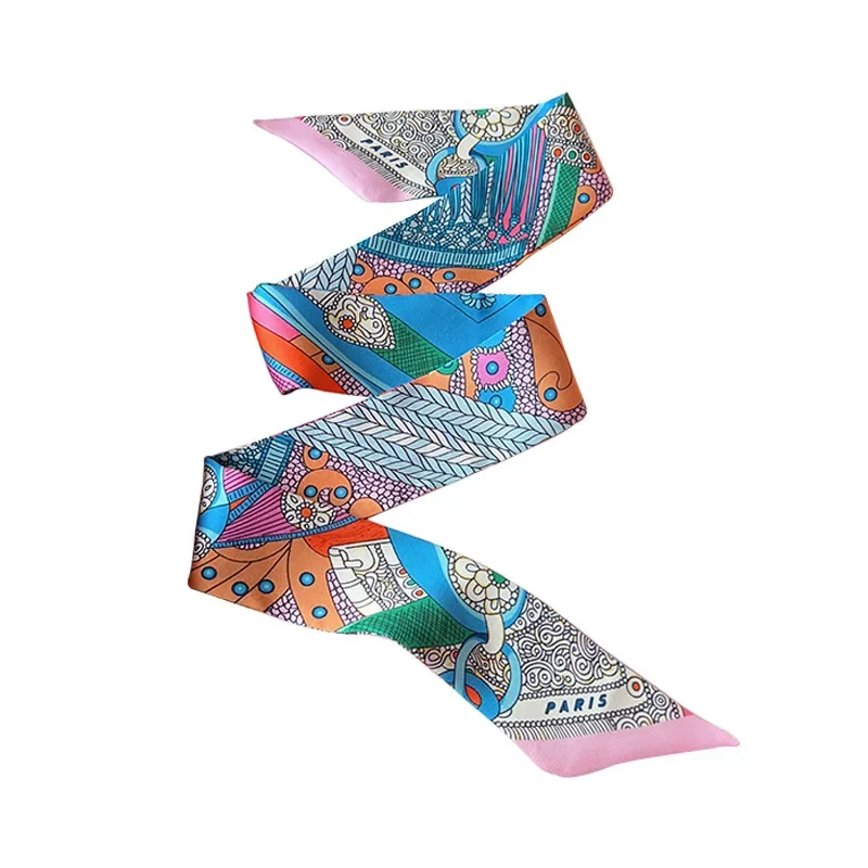 H домашний маленький шелковый шарф из саржи тонкий длинный завязанный ручкой