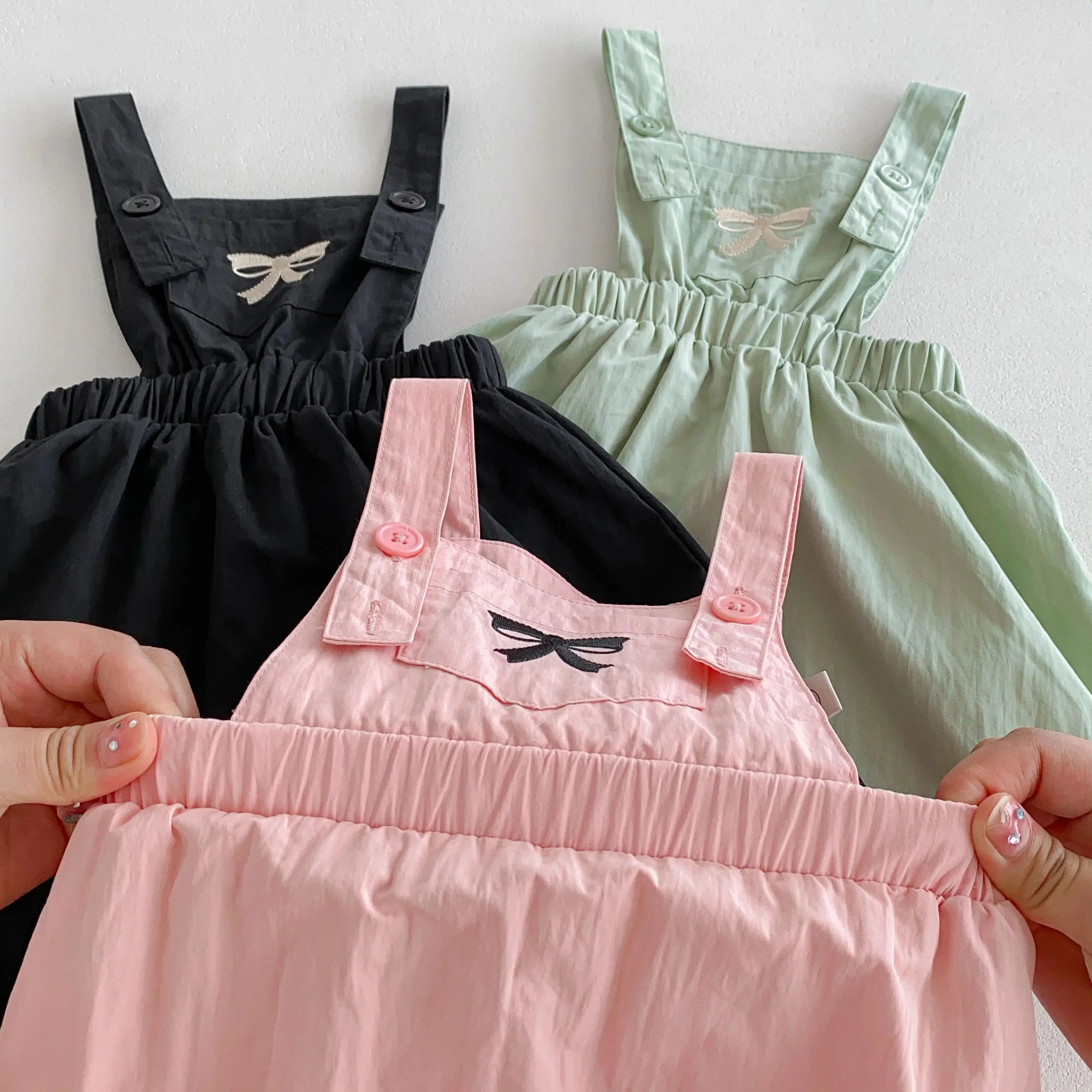 Платье Для Девочек В Корейском Стиле С Милым Принтом И Бантом. Летнее Длиной До