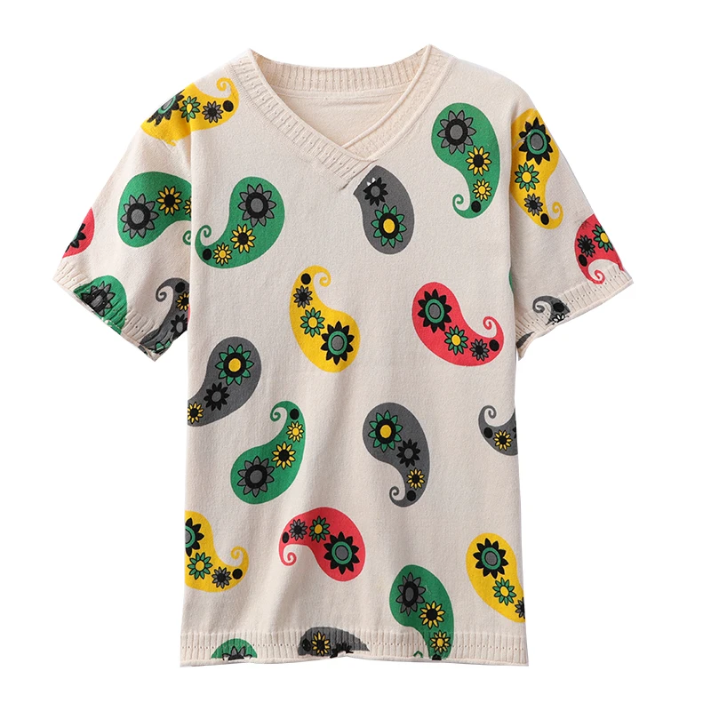 

Women's Print Knitted Short-sleeved Large Size loose Version for Summer wear in a variety of colors weighing 45-70 kg can be wor