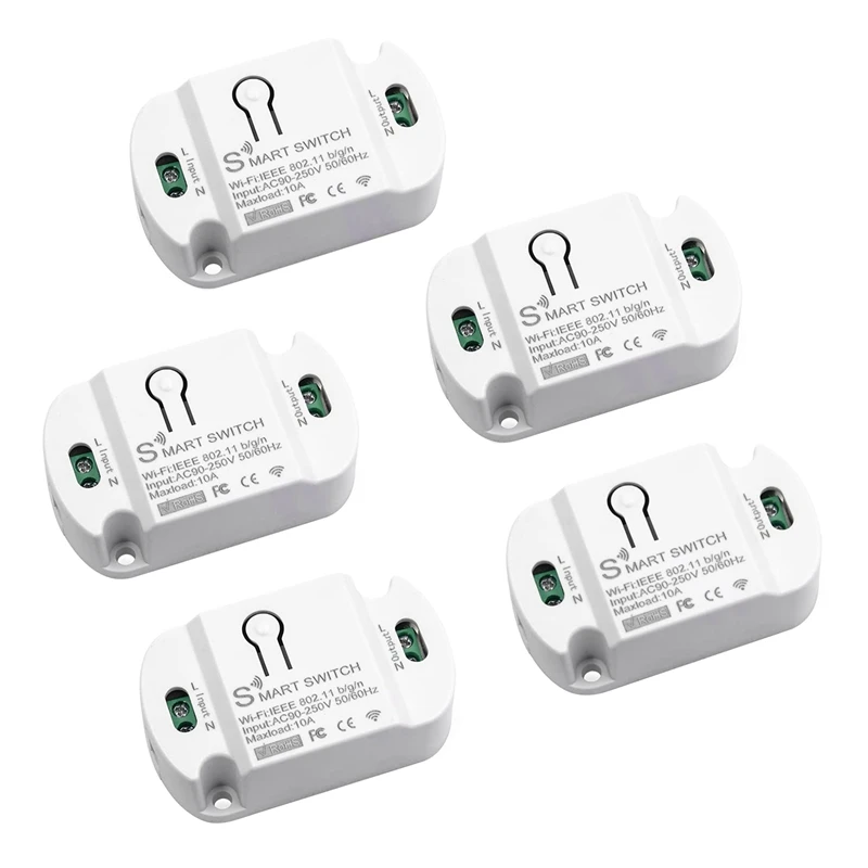 

5 Pcs New Mini Ewelink Smart Home Wifi +Bluetooth Wireless Switch Module APP Control For Alexa Google Home Yandex Alice
