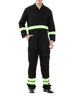 long sleeves outdoors activities safety work wear uniform coverall with green reflective tape regular length for adult