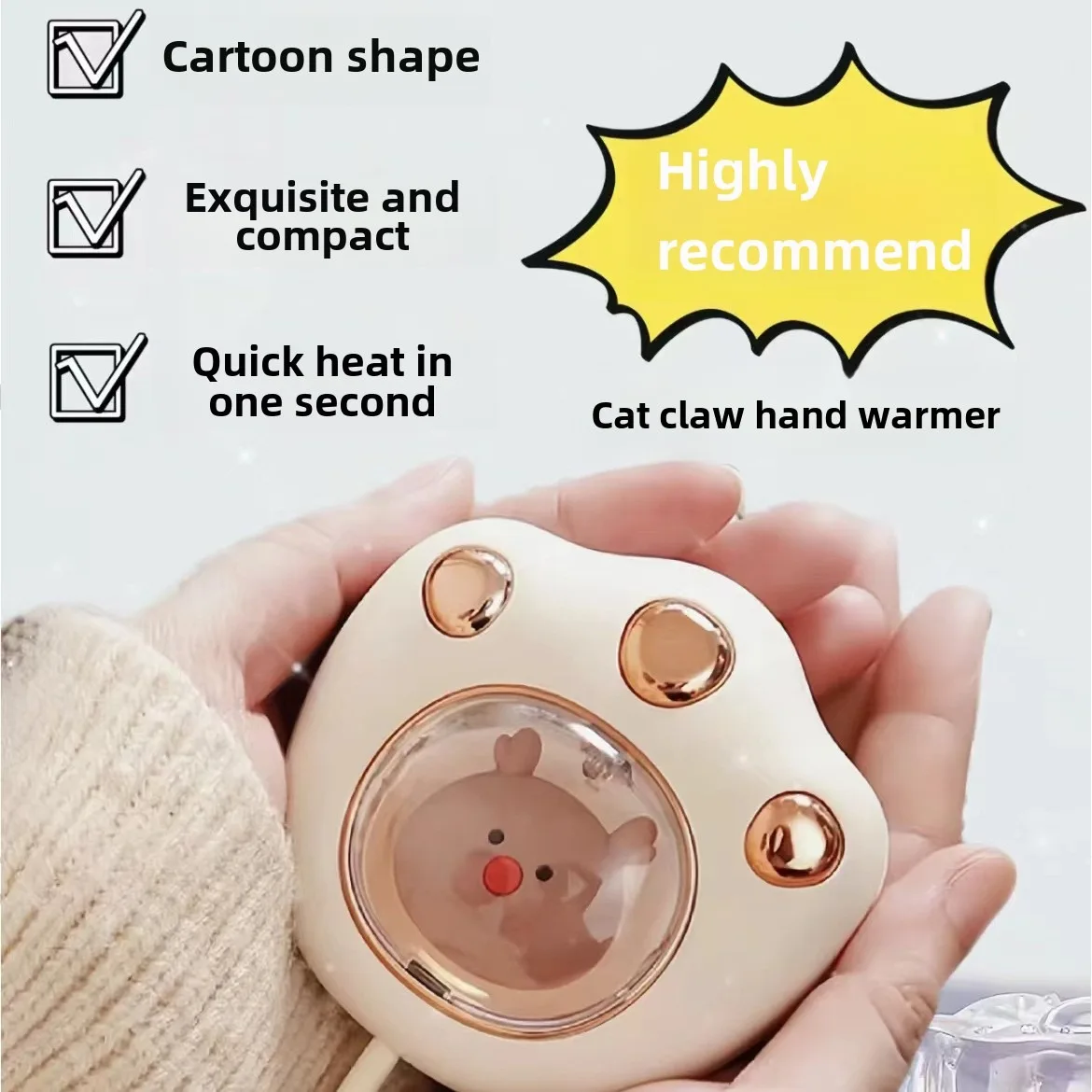 Calefator Portátil Da Mão Do Tamanho Bolso Calor Rápido Com 2 Ajuss Temperatura Compressa Quente Interna Inverno