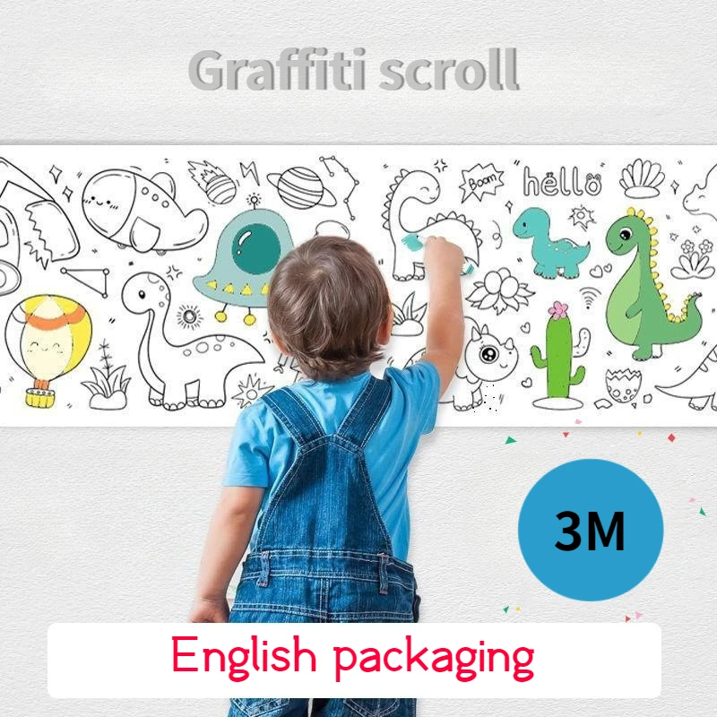 

3M Children Graffiti Picture Scroll Educate Early Education Puzzle Graffiti Painting Coloring Repeatedly Paste Not Dirty Wall