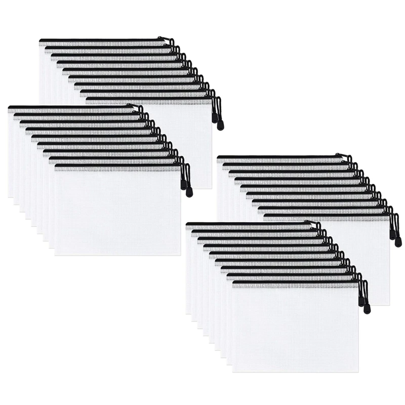 

36 Pack A5 Mesh Zipper Pouch,Zipper File Bags, Board Games Storage Bags for School Office Supplies and Travel