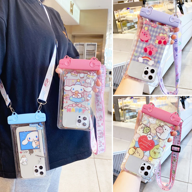 

Kawaii Sanriod Anime Melody Kuromi Cinnamoroll Waterproof Swimming Bag Ski Drift Diving Shoulder Bag Underwater Mobile Phone Bag