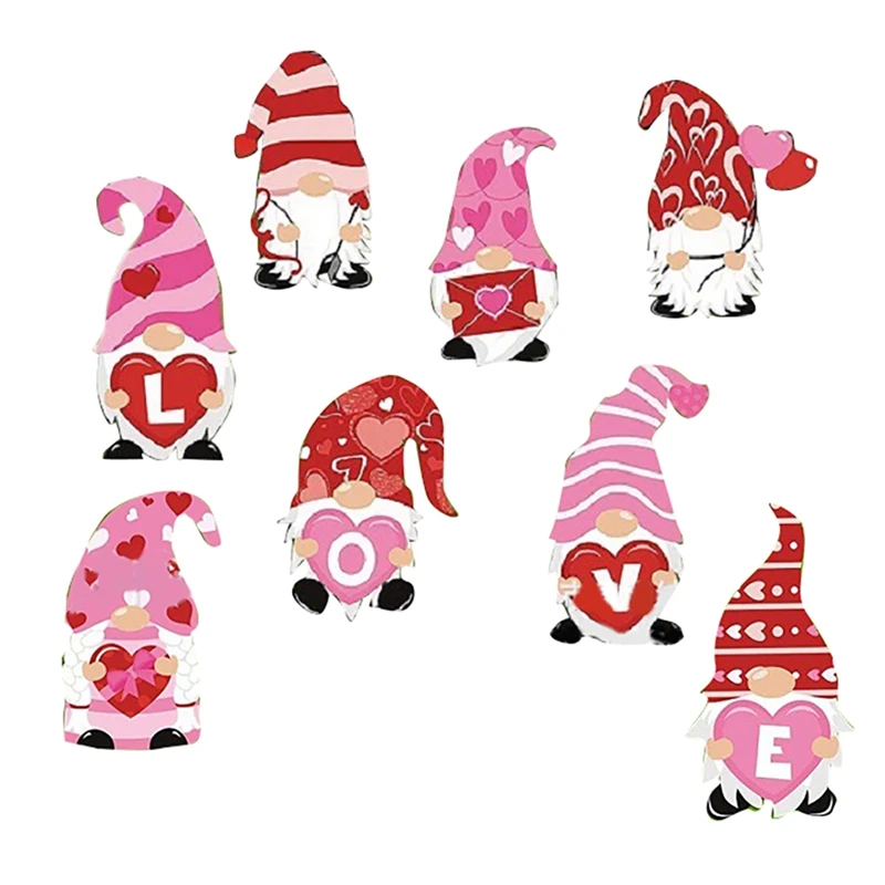 

8Pcs Valentine's Day Yard Signs, Love Yard Sign With Stakes Valentine Gnomes Party Wedding Anniversary Ornaments