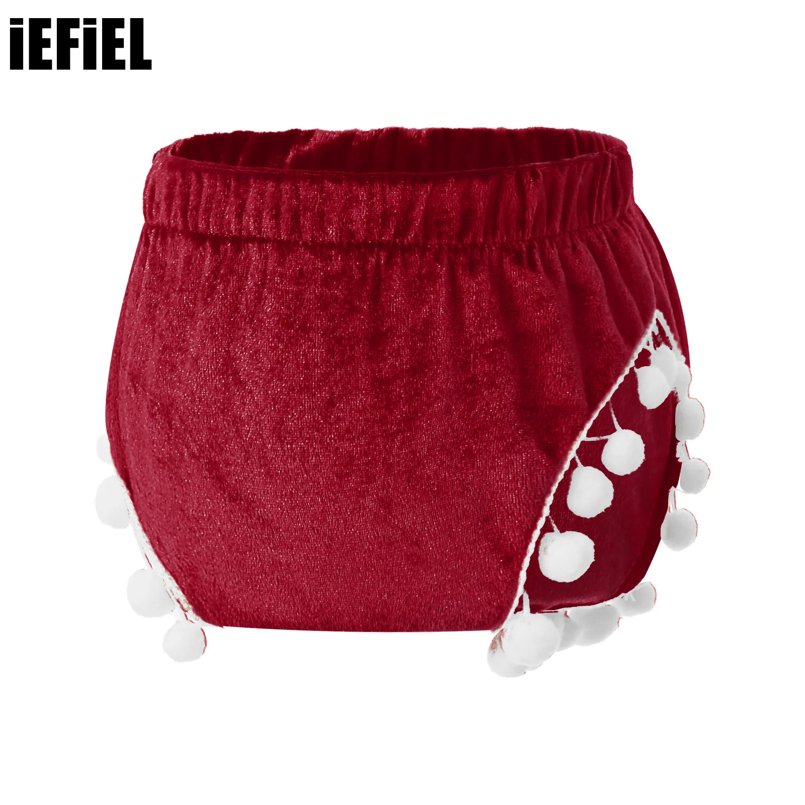 

Baby Girls Cute Fluffy Ball Shorts Velvet Bloomers Diaper Cover Toddlers White Mini Balls Trim Elastic Waistband Shorts