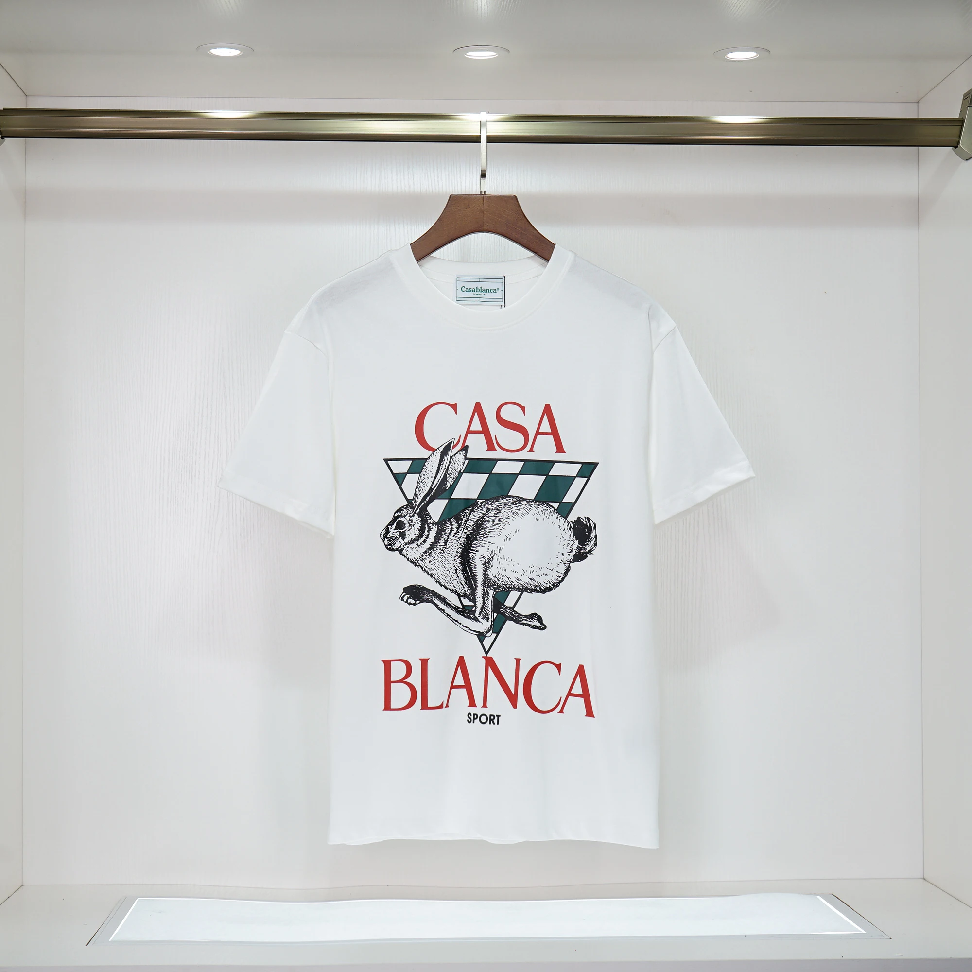 

Summer casablanca rabbit letter logo print men's and women's loose everything short sleeve tide brand CASA cotton top T-shirt