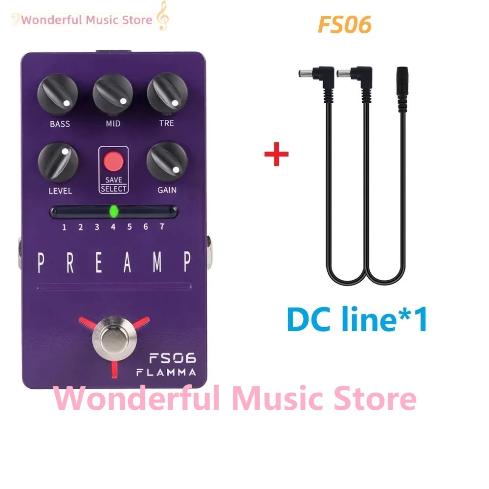 

FLAMMA FS06 and DC line Preamp Digital Guitar Effects Pedal with 7 Preamp Models Preset Save Slot Built-in Cabinet Simulation