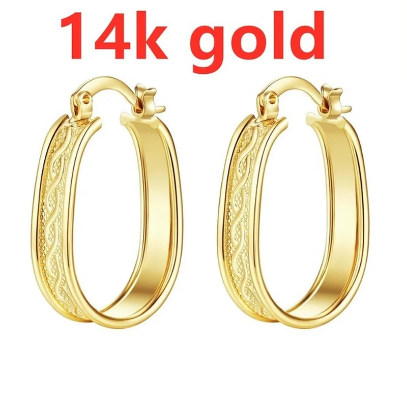 

Fashion 14K Solid Yellow Gold Filled Hoop Style Womens Jewelry Earrings Length Approx 30mm Width Approx 19mm