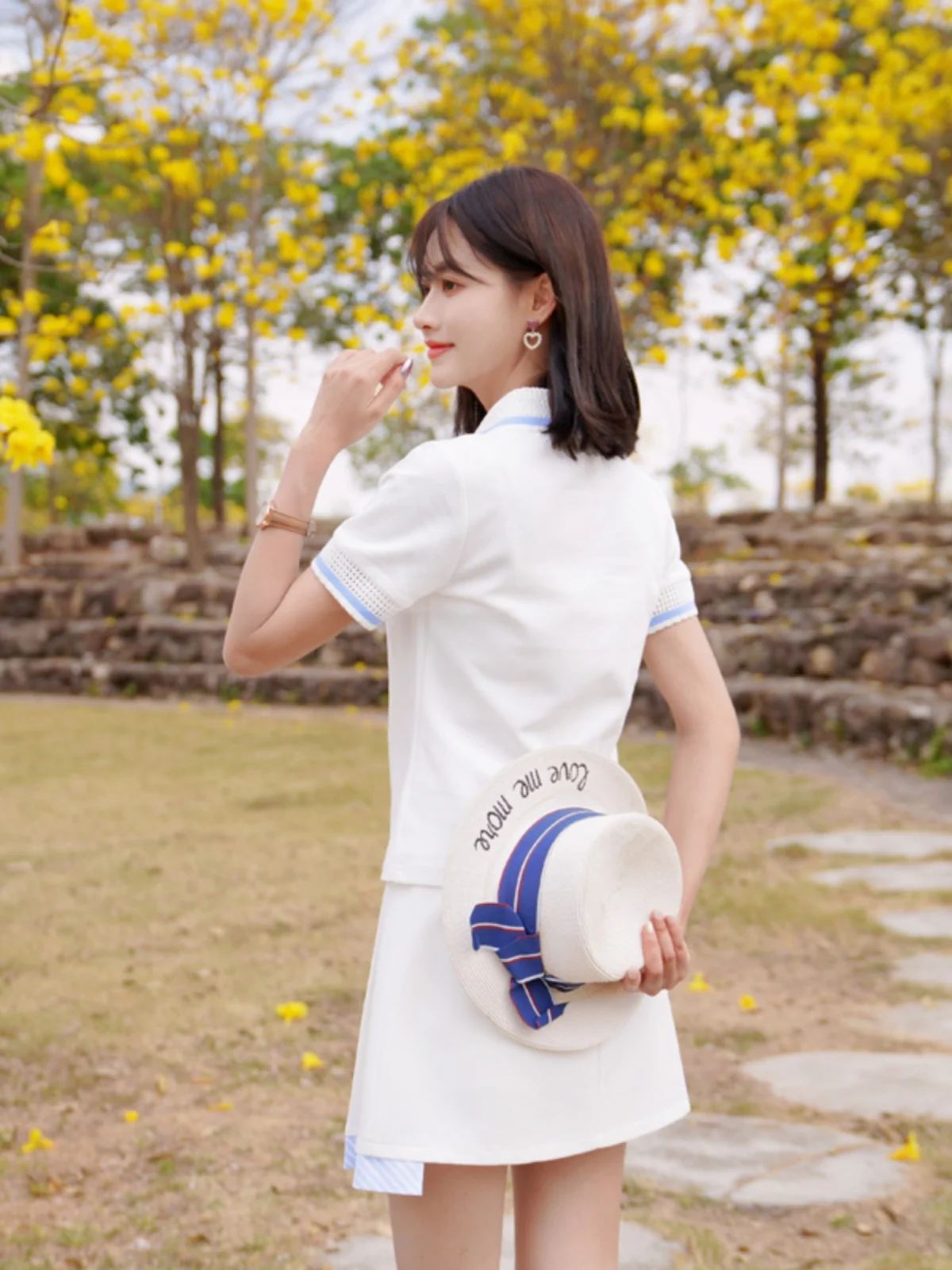 ATAR Полая сетчатая рубашка-поло с короткими рукавами и лацканами женская летняя