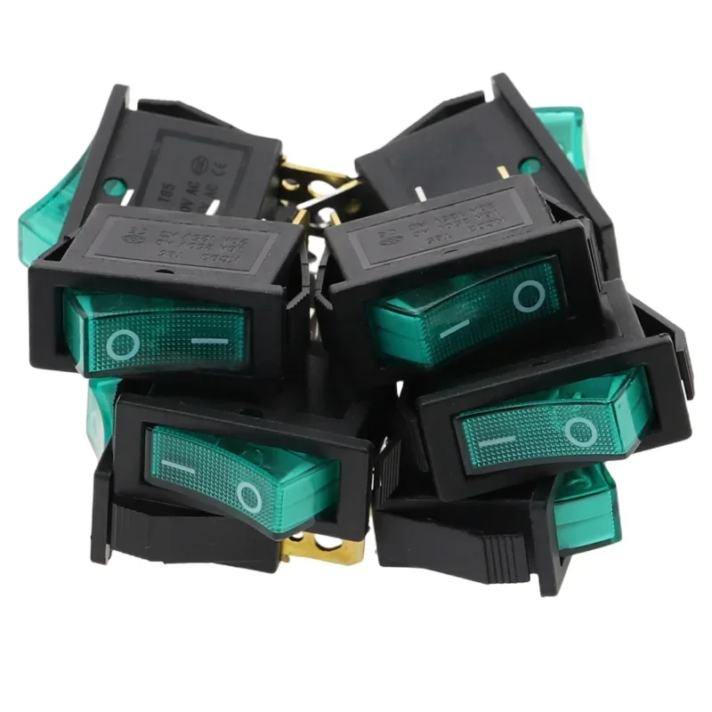 10 шт. AC 250 В/15 А, 30x13,5 мм светодиодная подсветка вкл./выкл. SPST 3-контактный 2-позиционный мини-лодочный кулисный тумблер с защелкой для дома DIY