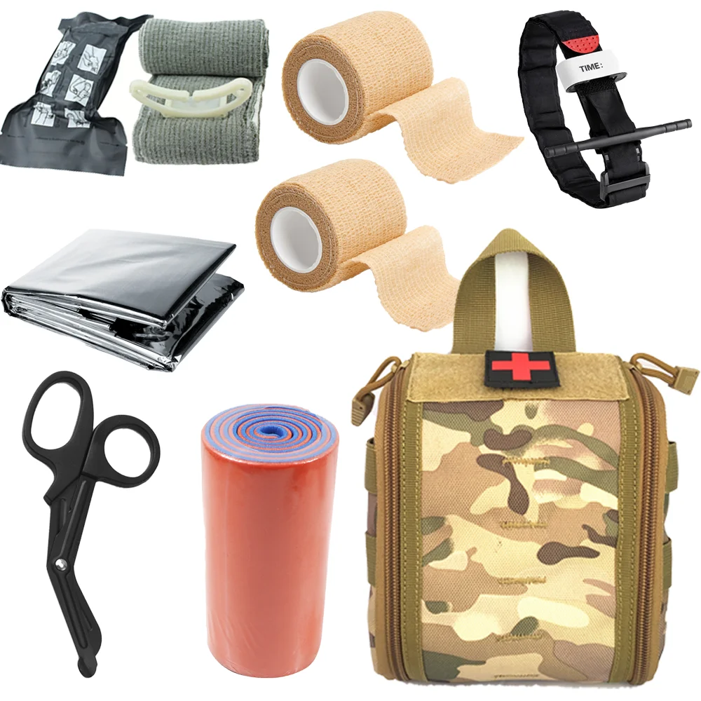 

First Aid Kit Survival Gear Emergency Trauma Kit Medical Tourniquet Emergency Thermal Blanket Military Tactical Admin Pouch