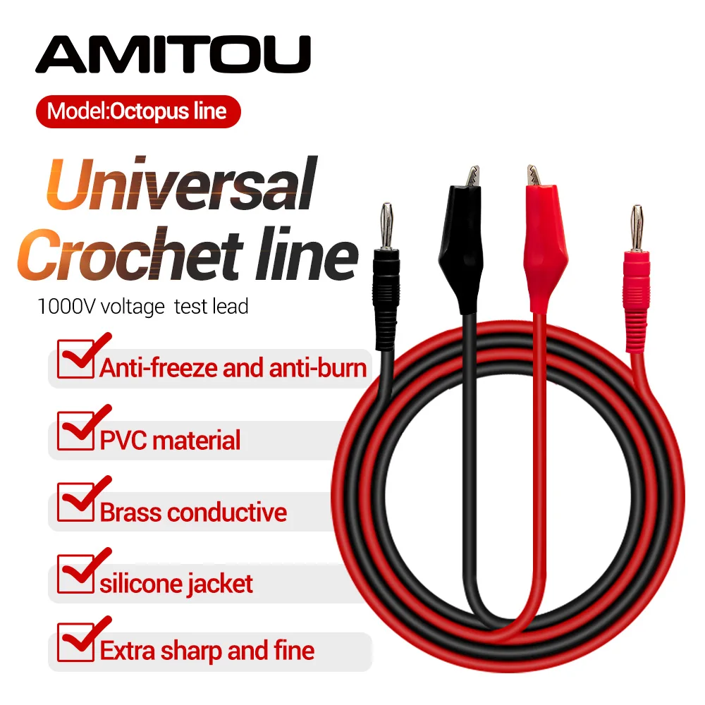 

Шнур AMITOU для проверки мультиметра, красный и черный, 1 шт.