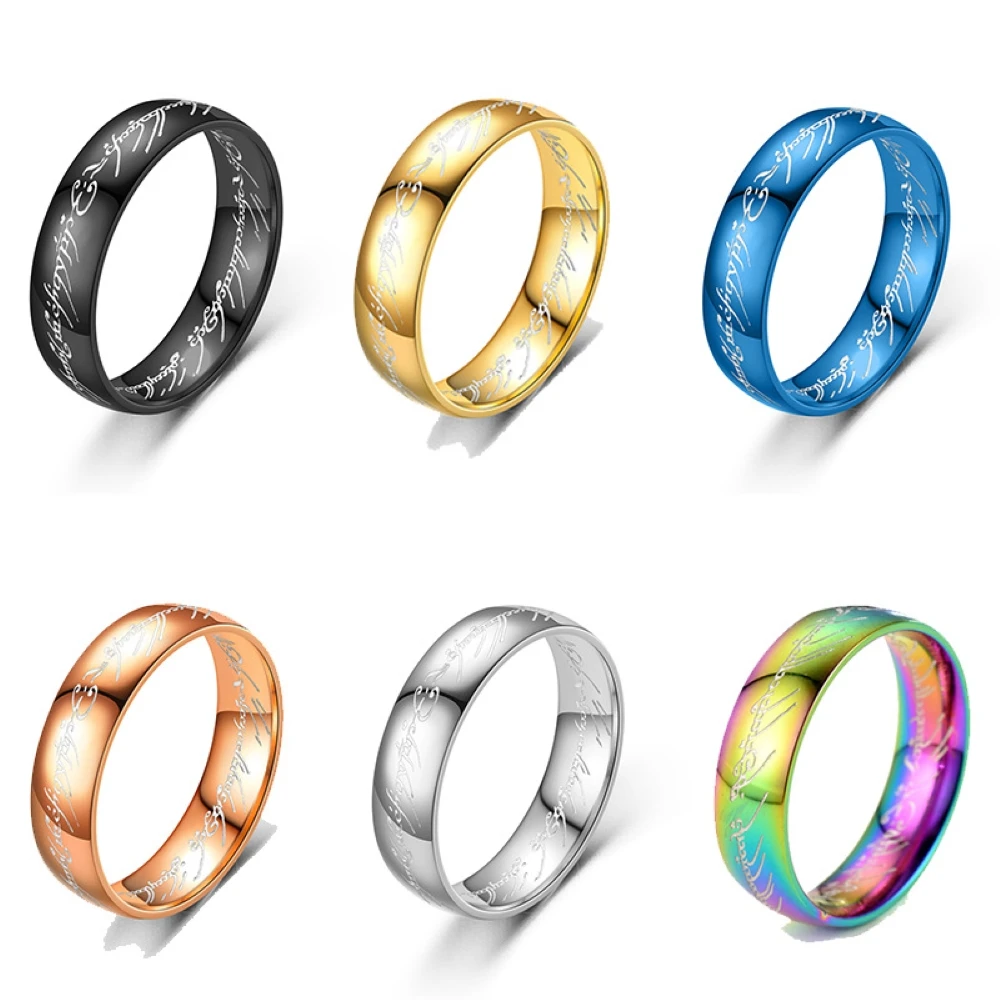 

6MM Lord Of The Finger Ring Stainless Steel Magic Power Rings Jewelry Anime Movie Fans Women Men Cosplay Accessories