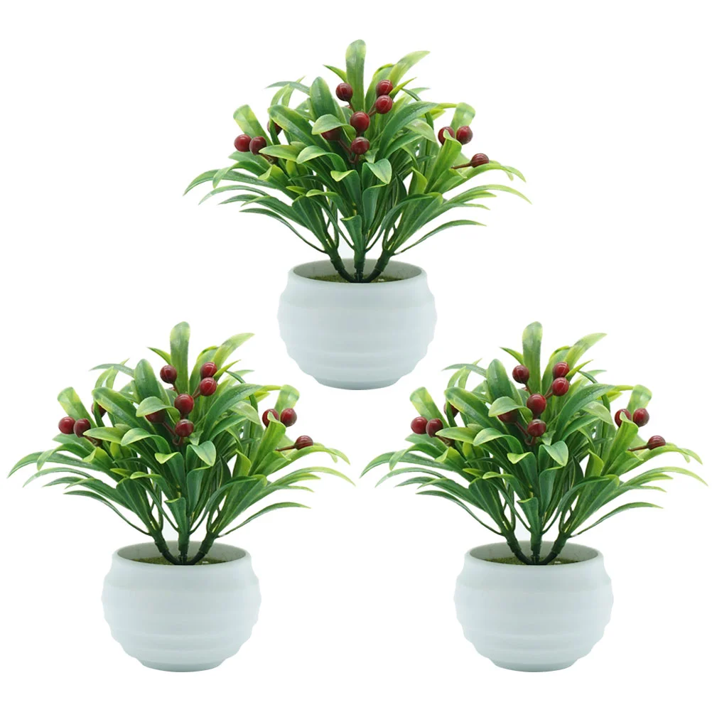 

Fake Bonsai Artificial Flower Desktop Decors Decor Potted Green Ornaments Mini Adornments Realistic Faux Ornament Home Cream