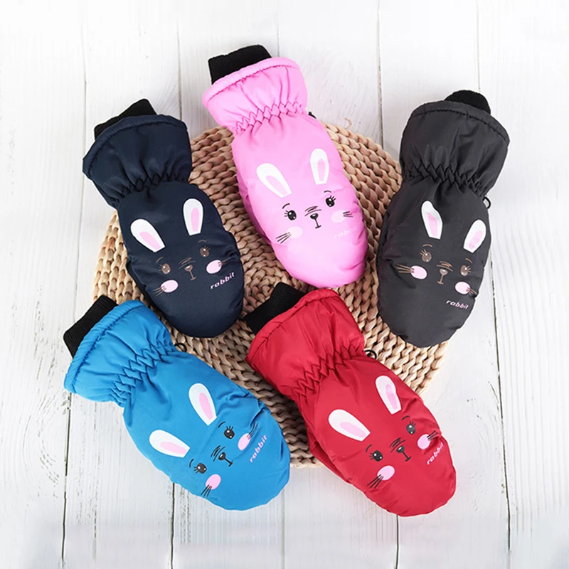 

Мультяшные детские перчатки, зимние ветрозащитные плотные теплые детские варежки, детские перчатки с принтом снеговика, кролика