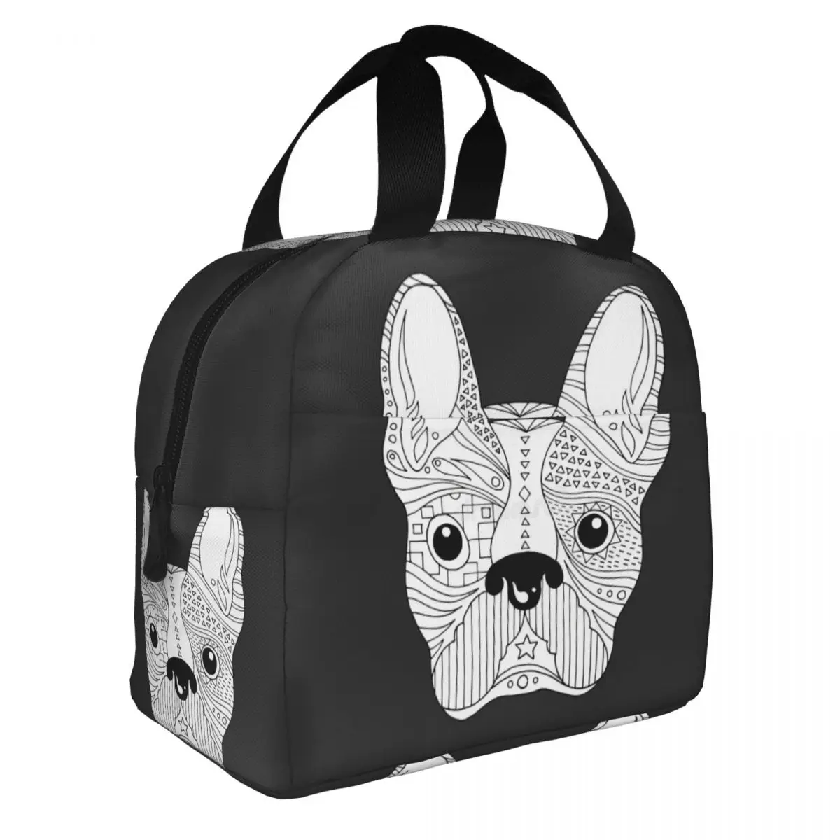 Day Of The Dead French Bulldog Lunch Bento Bags Portable Aluminum Foil thickened Thermal Cloth Lunch Bag for Women Men Boy