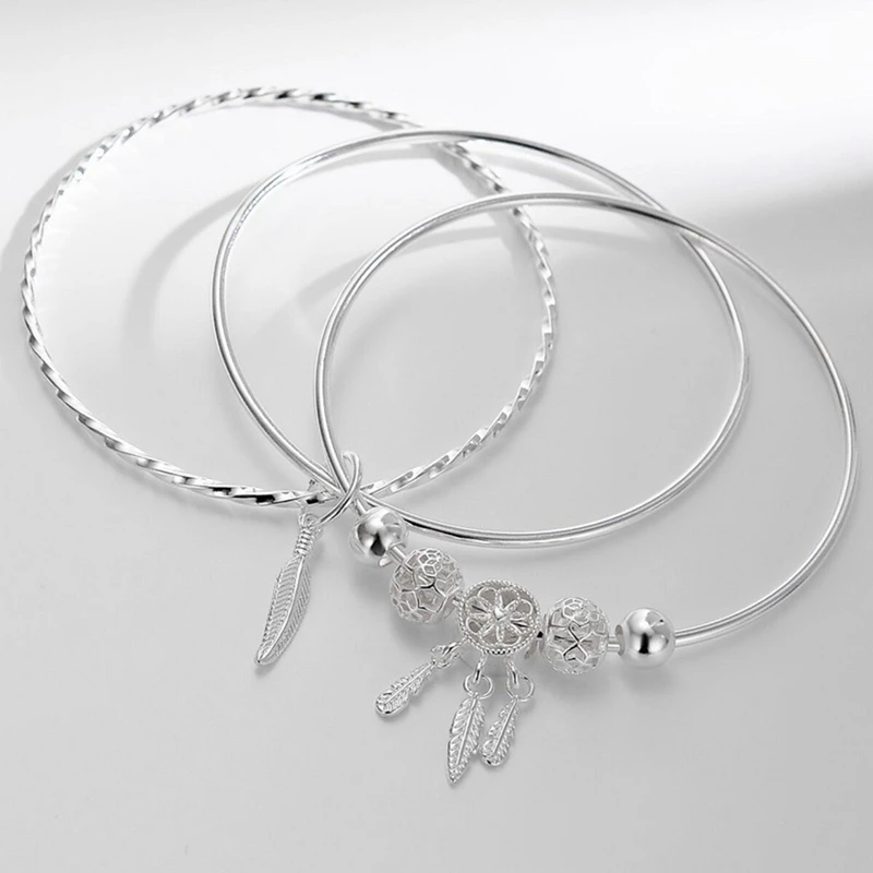 

Dream Catcher Feather Tassel Silver Color Charm Bracelet For Women Fashion Bangle Jewelry Accessories