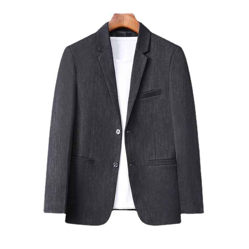 

Boutique Men's Simple Solid Color Fashion Business Beautiful Comfortable Gentlemen Breathable Trend Slim Casual Plaid Suit Top
