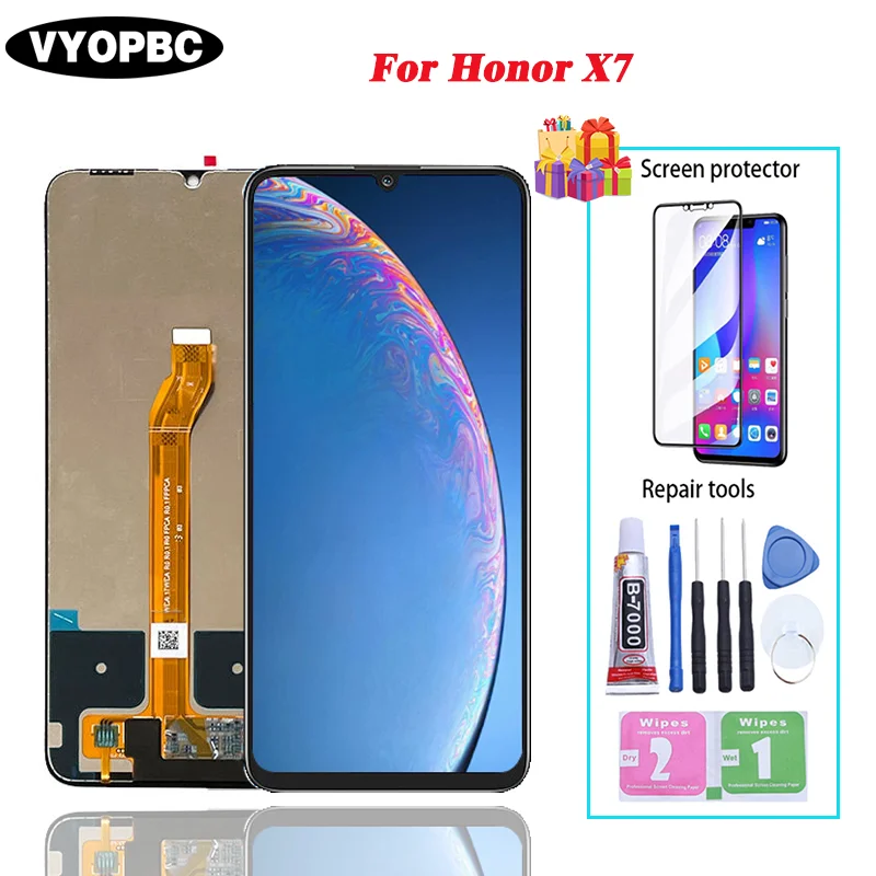 Фото 6,74 ''для Honor X7 Оригинальный ЖК-дисплей с фотографией сенсорного экрана, фоторамка, фотография №1