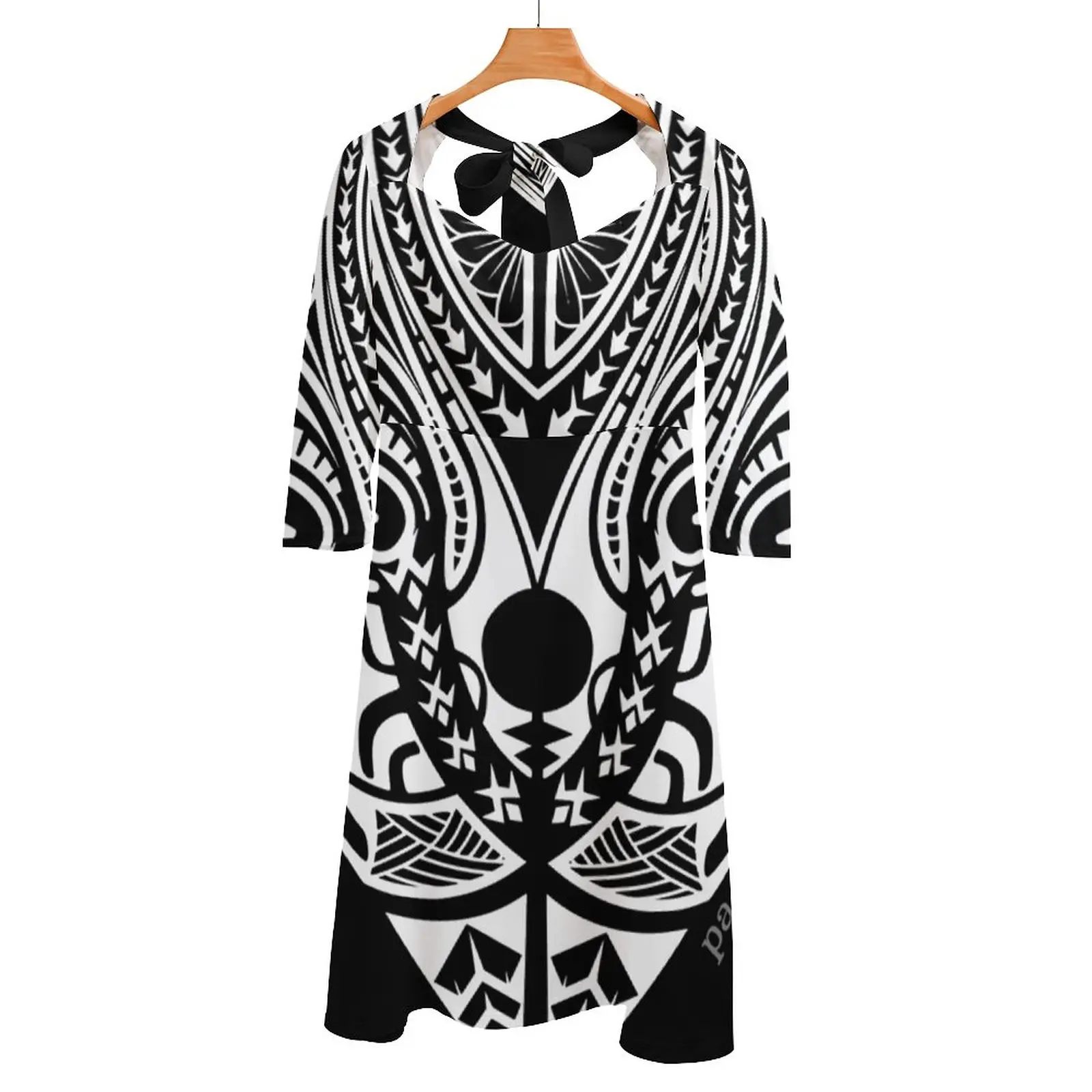 

Manta Ray Black / White Square Neck Dress Summer Dress Women Elegant Halter Print Dress Ray Pacific Island Tattoo Tatau Shark