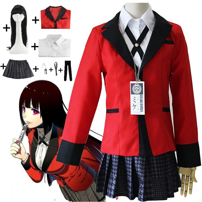 

Jabami Yumeko Cosplay Costume Kakegurui - Compulsive Gambler Anime Aldult Woman Shirt Skirt Jacket Wig Halloween Party Suit
