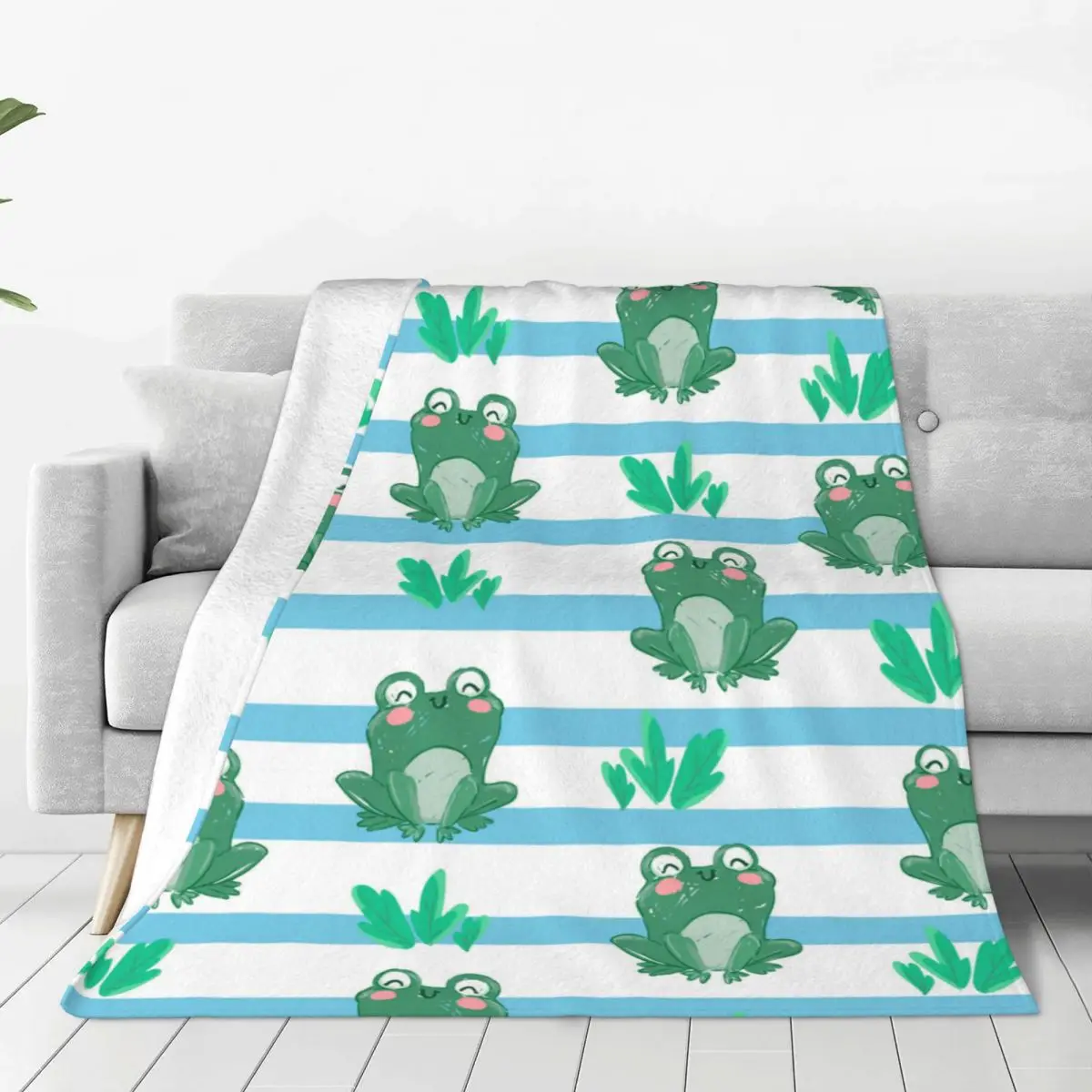 

Frog Cartoon Blankets Fleece Textile Decor Frogs Animal Breathable Super Warm Throw Blanket for Sofa Bedroom Bedspreads