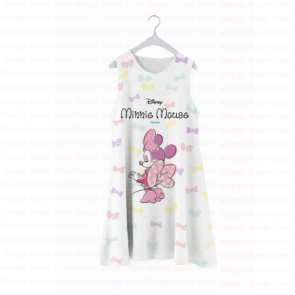 

Disney Minnie Girls Kids Tank Top Dress 2022 Summer Cartoon Print Sleeveless Mickey Dress Children's Clothing 2022