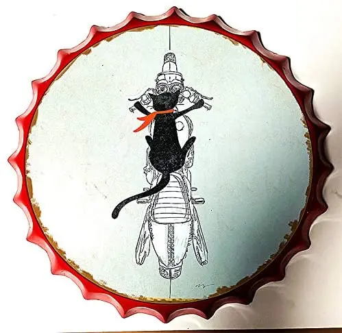 

Royal Tin Sign Bottle Cap Metal Tin Sign Retro Motorcycle Garage Diameter 13.8 inches, Round Metal Signs for Home and Kitchen