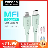 omars mfi pd 20w usb type c to lightning cable for iphone 13 12 11 x silicone fast charging cable for iphone charger ipad ipod