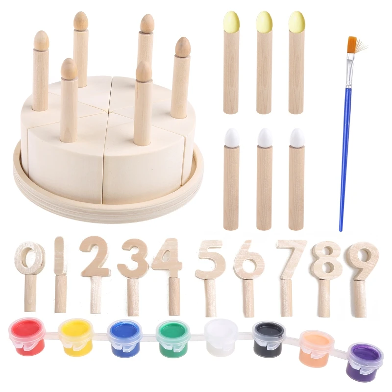 

Children's Wooden Cake Building Blocks Educational Toy Indoor Game Supplies Portable Finger Training Toys