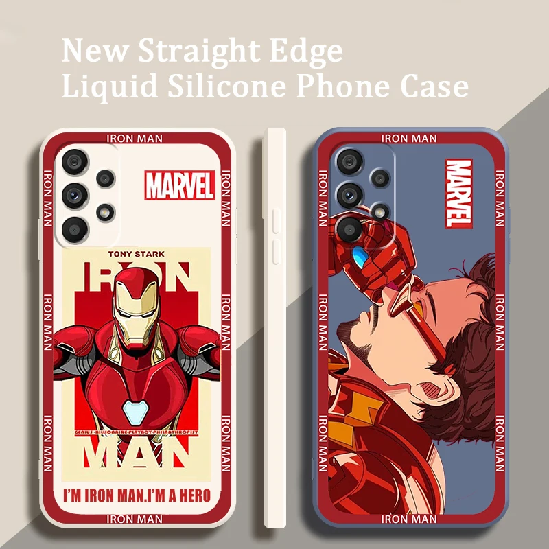 

Marvel Iron Man Avengers Logo Liquid Rope Phone Case For Samsung A73 A72 A71 A52 A53 A54 A51 A42 A34 A32 A14 A21 A13 A04 A03