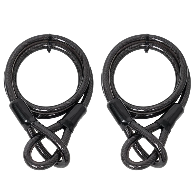 

2Pcs Bike Cable Chain Locks 1.2M/4FT Braided Steel Cable Lock Loops With Double Lock Loops For Bicycle Luggage Boat Gate