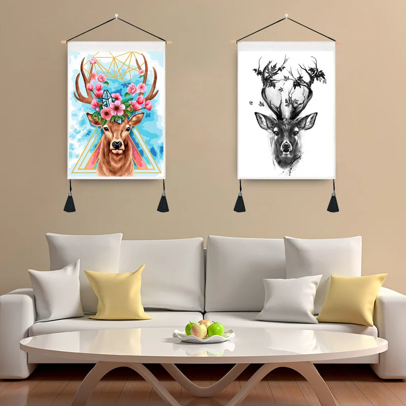 

European style living room decorative printing painting modern simple sofa background wall hanging painting elk mural