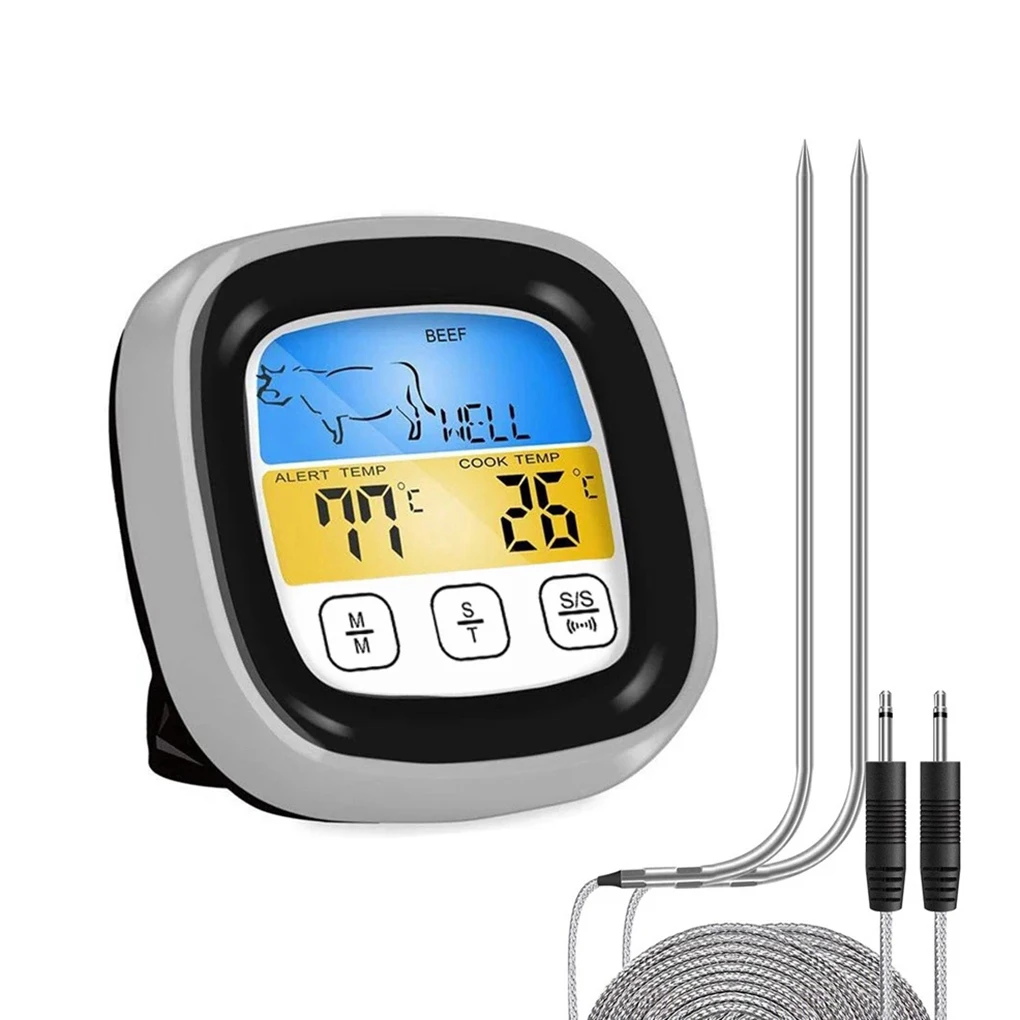 

2 Probes Digital Kitchen Meat Thermometer Stainless Steel Waterproof Meat Temperature Probe Oven Cooking BBQ Temperature Meter