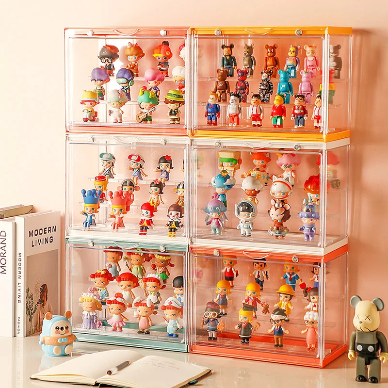 

Box Display Dustproof Three Action Case Model Figures Shelf Cover Acrylic Capacity Stand Stairs Storage Large Mystery Display