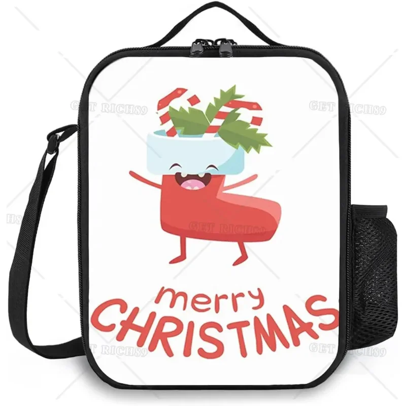 Рождественские современные сумки для обеда с шапочкой зебры Санты женщин
