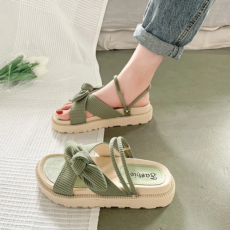 

Ladies Sandals Cute Bow Shoes Women 2022 Summer Thick Sole Comfortable Breathable Sipppers Female Chaussure Femme Zapatos Mujer