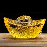 double dragons playing pearl glazed glass dragon pattern gold ingot home counter decoration business gift citrine ingot ornament