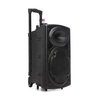 15 inch 130w 4 ohm multi media trolley party speaker with wireless mocrophone
