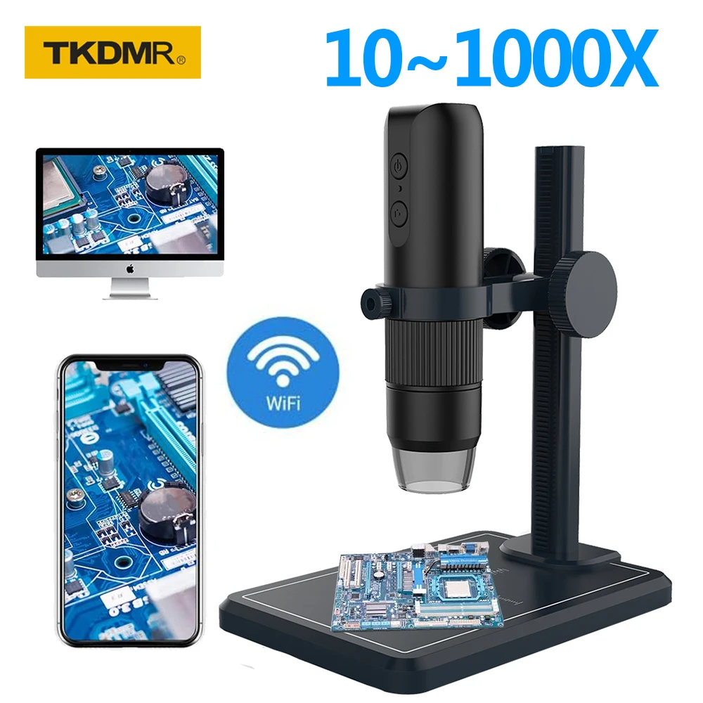 1000x zoom wifi hd desktop electronic digital usb professional microscope 8led plastic support stand for apple android phone pc free global shipping