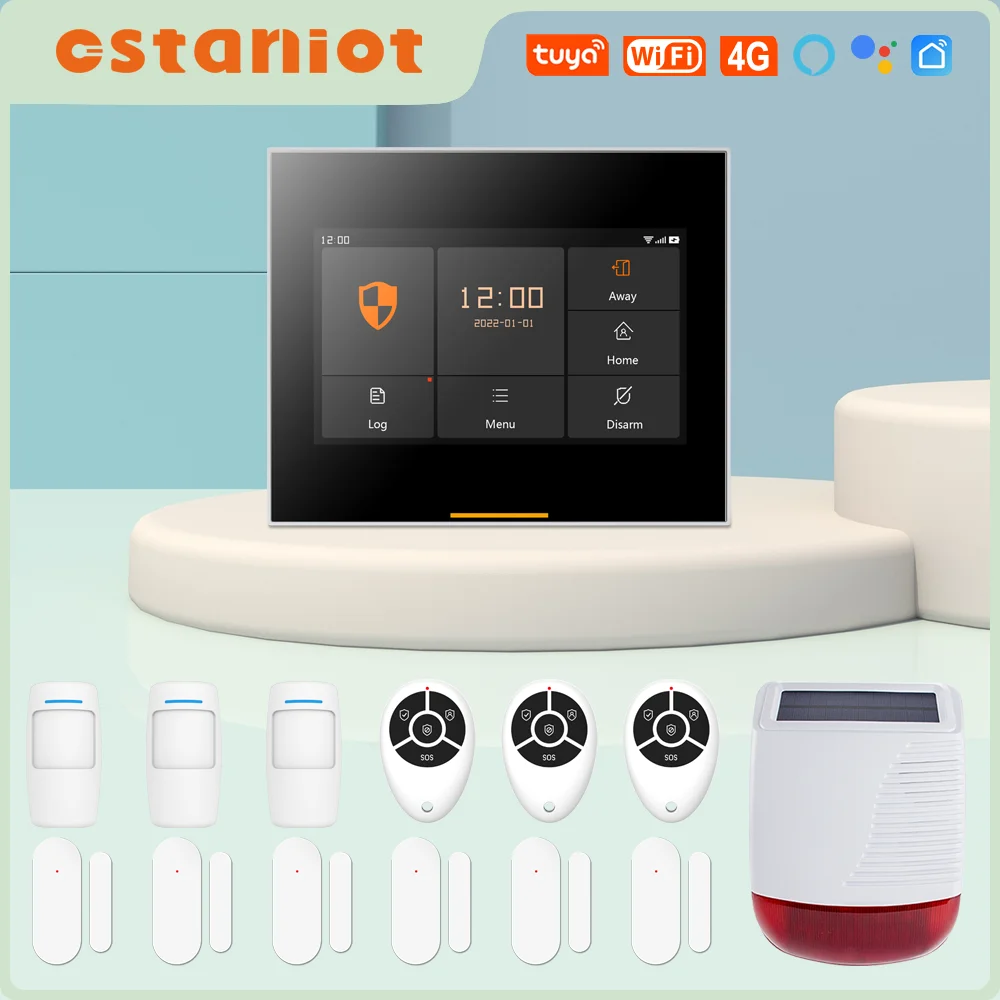 Ostaniot Wireless 4G Home Security Alarm System 433MHz Smart WiFi Burglar Alarm with Tuya Solar Siren Support 200 accessories