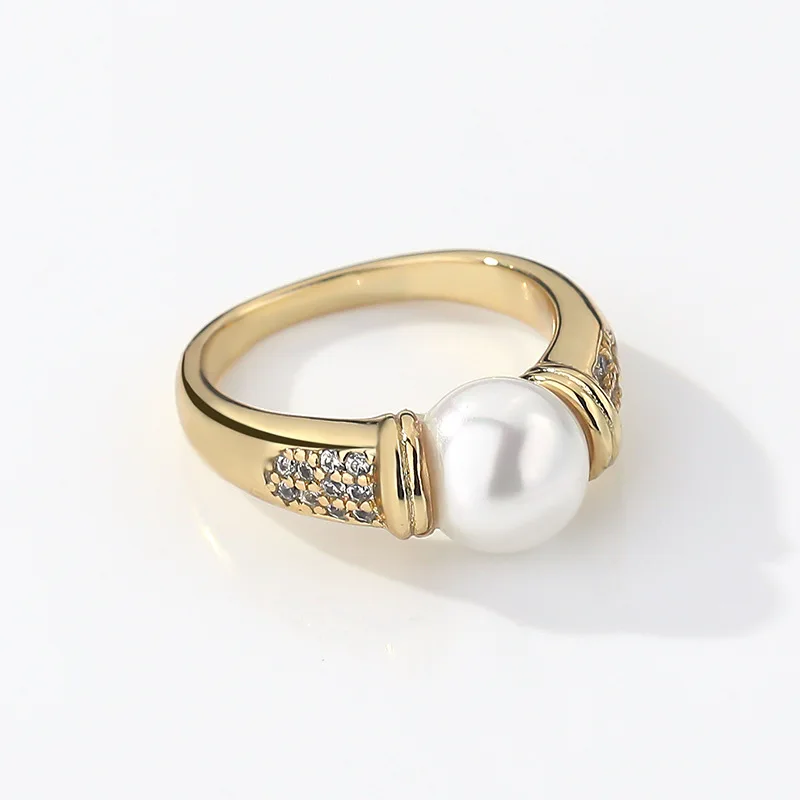 Новинка 2024 кольцо с жемчугом в стиле ретро для женщин и девушек золотистого цвета
