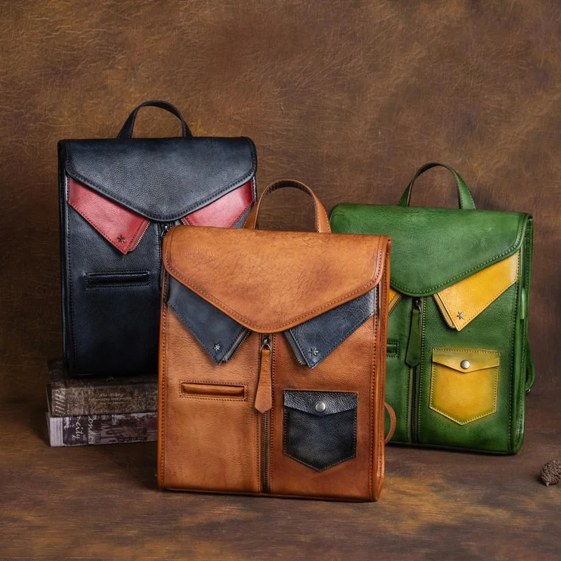 MOTAORA Genuine Leather Women Backpack Vintage Handmade Cowhide Ladies Travel Bag Creative Backpacks For School Teenagers Girls |