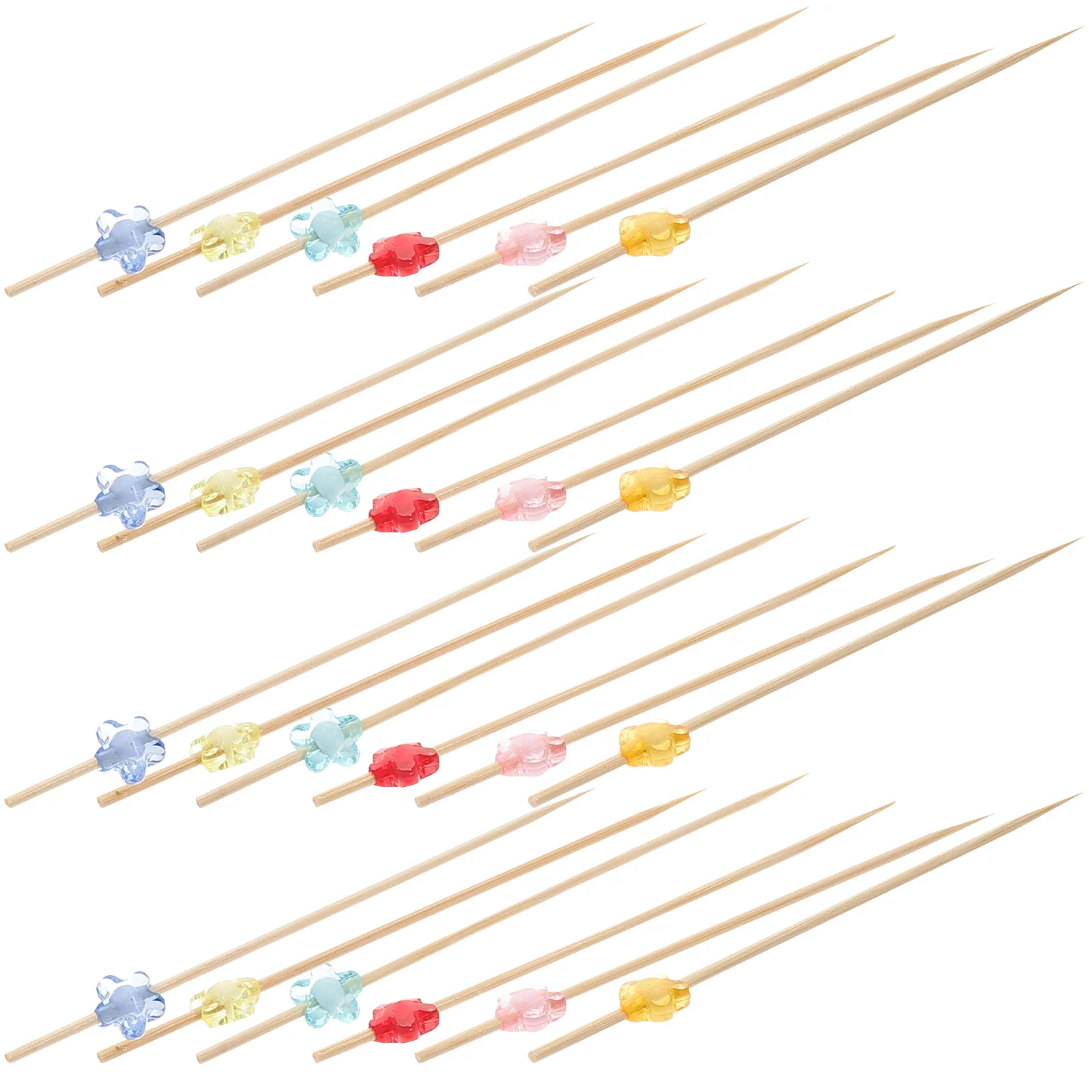 

100 Pcs Disposable Fruit Stick Cocktail Stirrers Drinks Bamboo Decor Convenient Picks Hawaii Party Fruits Cake